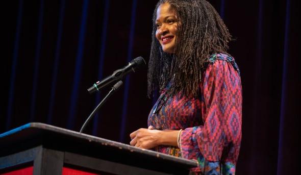 Dolen Perkins-Valdez speaks at ODU’s 47th annual Literary Festival.