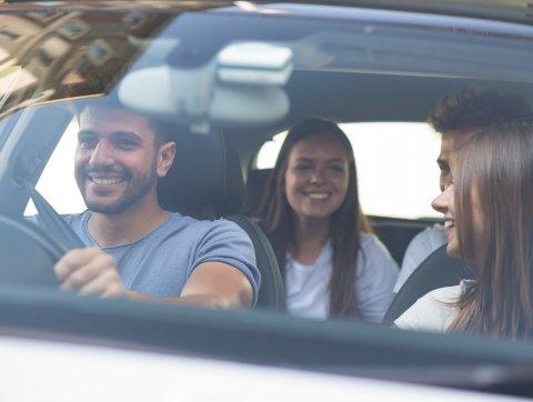 Group of friends in a car